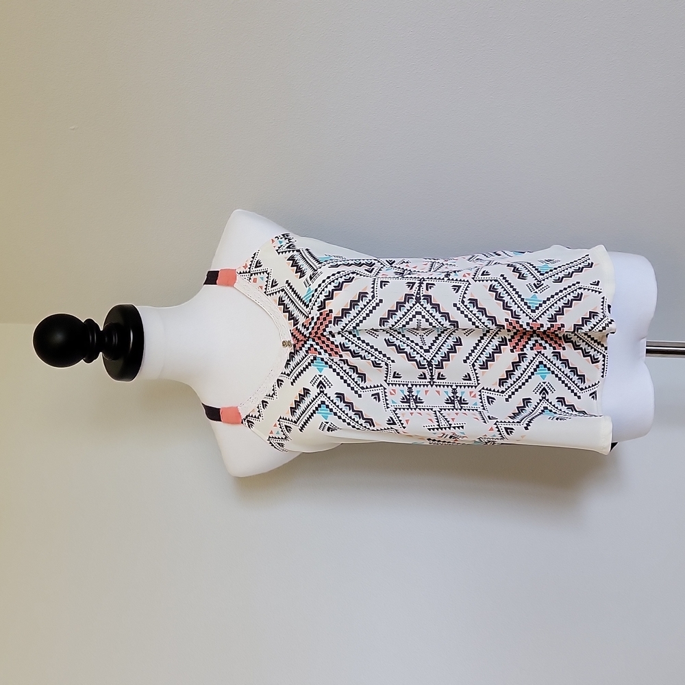 Xhilaration Geometric Print Tank with Knit Back and Sheer Front